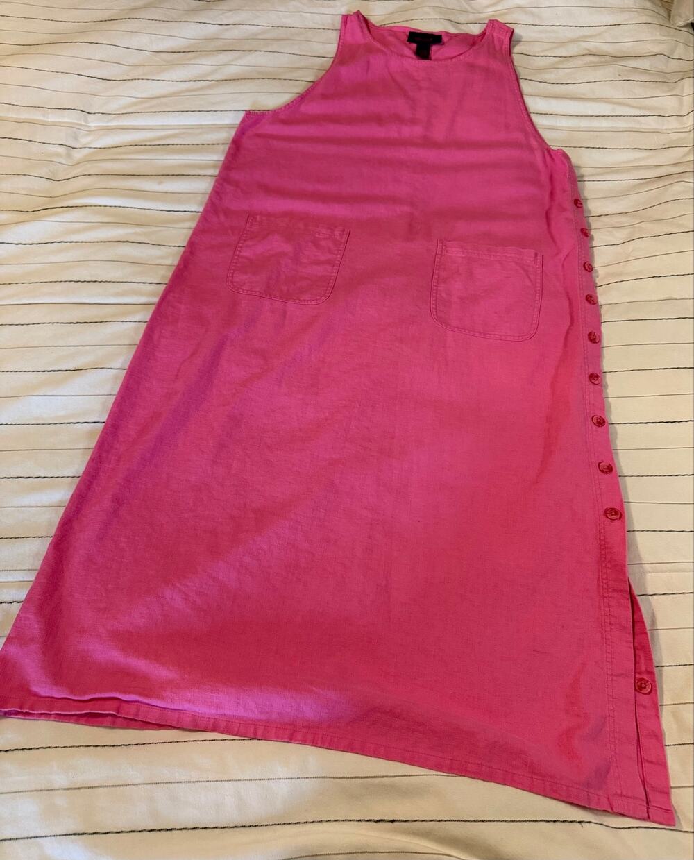 Vintage Denim & Co. Vibrant Pink Sleeveless Linen Midi Dress- L